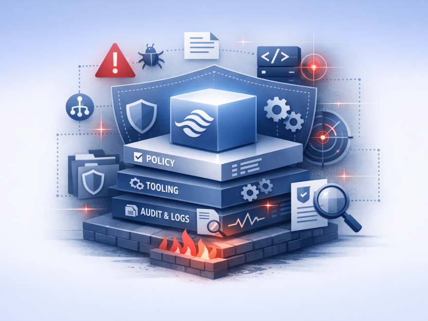 Layered AI platform diagram showing a powerful core system surrounded by policy, tooling, and audit controls, with warning and threat indicators highlighting the risks and governance challenges of advanced AI infrastructure.